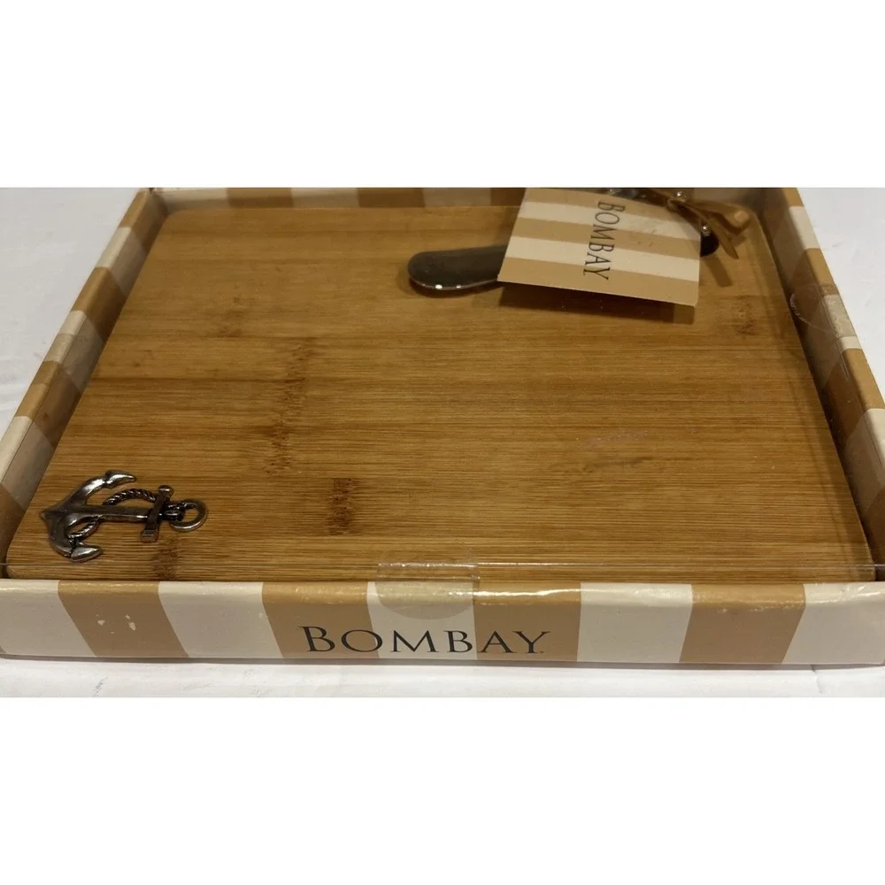 New Bombay 2 Piece Cutting Board and Spreader Nautical Anchor Cheese Appetizer‎